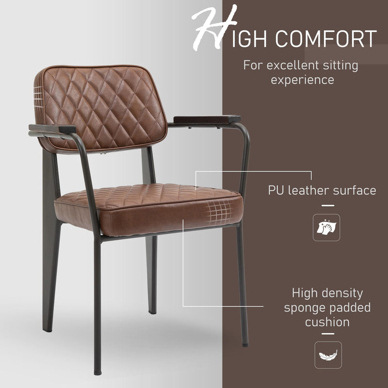 Set 2 Sedie Imbottite 58,5x59x81 cm in Similpelle e Acciaio  Marrone