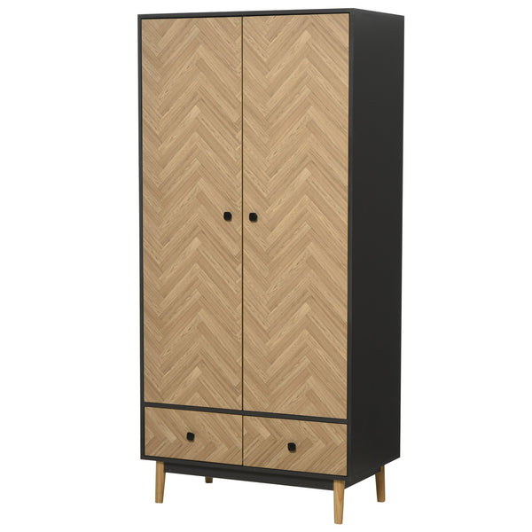 acquista Armoire 2 Portes 2 Tiroirs 90x50x190 cm en Bois Gris Foncé
