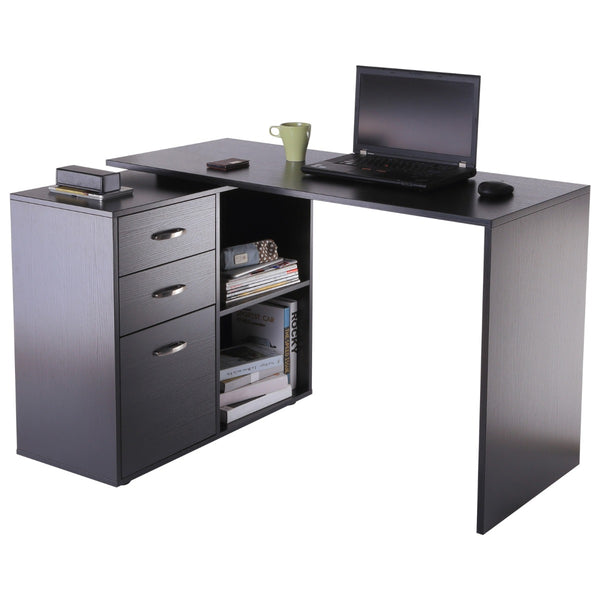 sconto Bureau d'Angle pour PC 117x83,5x76 cm en Bois Noir