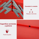 Cassetta Porta Attrezzi 5 Vassoi 3 Ripiani in Metallo Pieghevole  Rossa