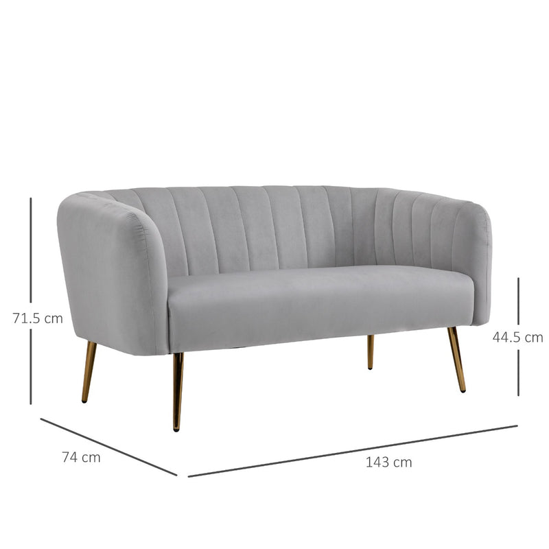 Divano 2 Posti in Tessuto 143x74x71,5 cm  Grigio