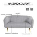 Divano 2 Posti in Tessuto 143x74x71,5 cm  Grigio