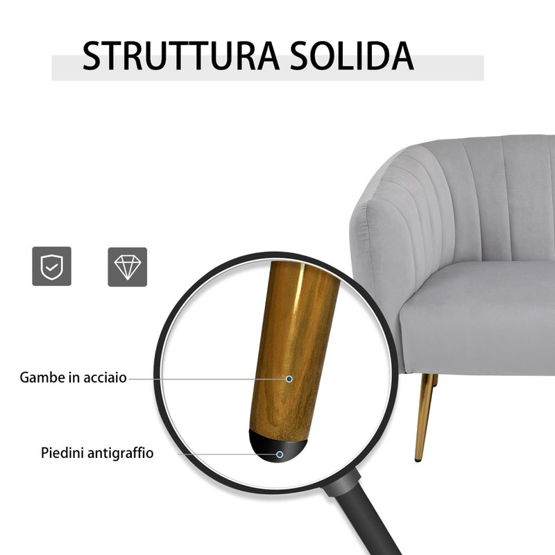 Divano 2 Posti in Tessuto 143x74x71,5 cm  Grigio