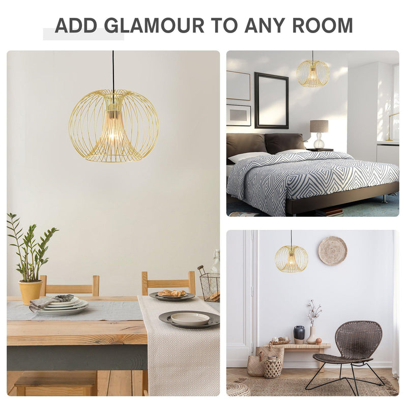 Lampadario Moderno a Sospensione 40W E27  Oro