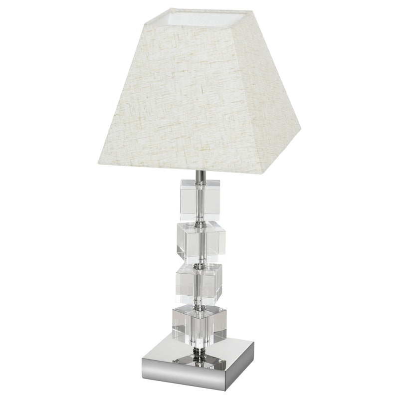 Lampada da Comodino Abat Jour con Paralume in Tessuto E14 20x20x47 cm  Crema