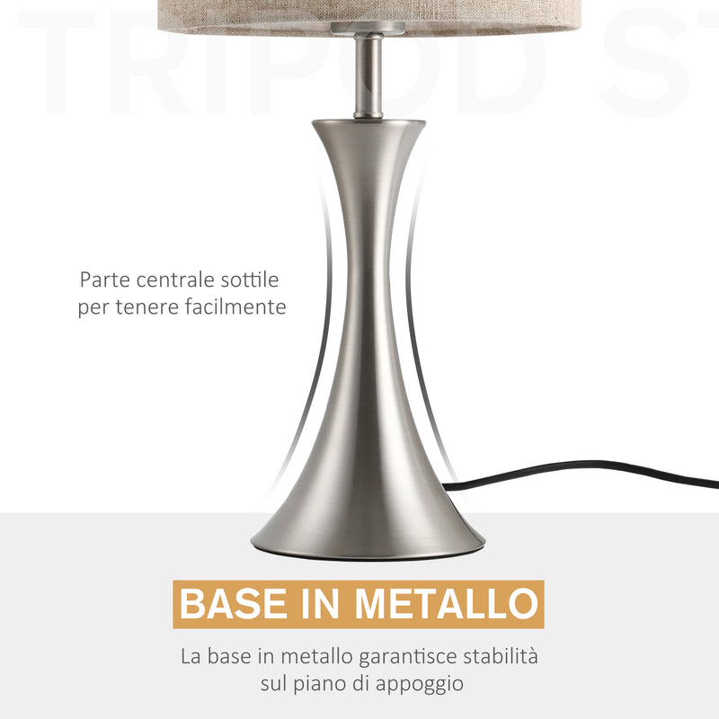 Lampada da Comodino Abat Jour con Paralume in Tessuto E27 Ø25x51 cm  Beige