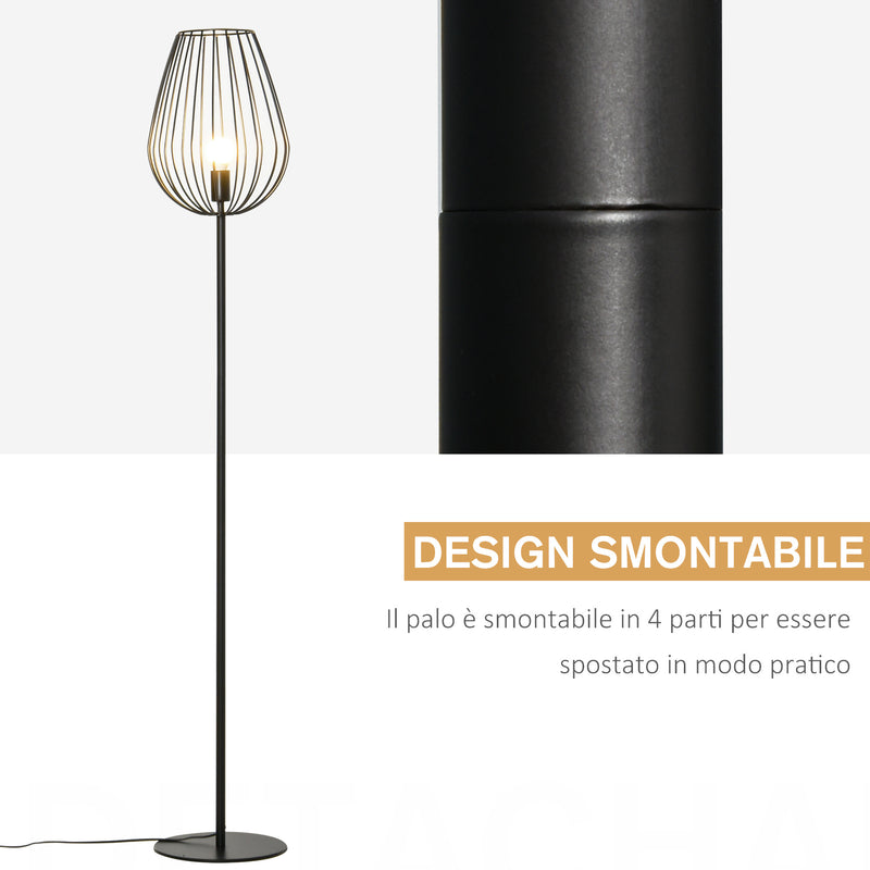 Lampada da Terra con Paralume in Metallo E27 Ø27,5x159 cm  Nera