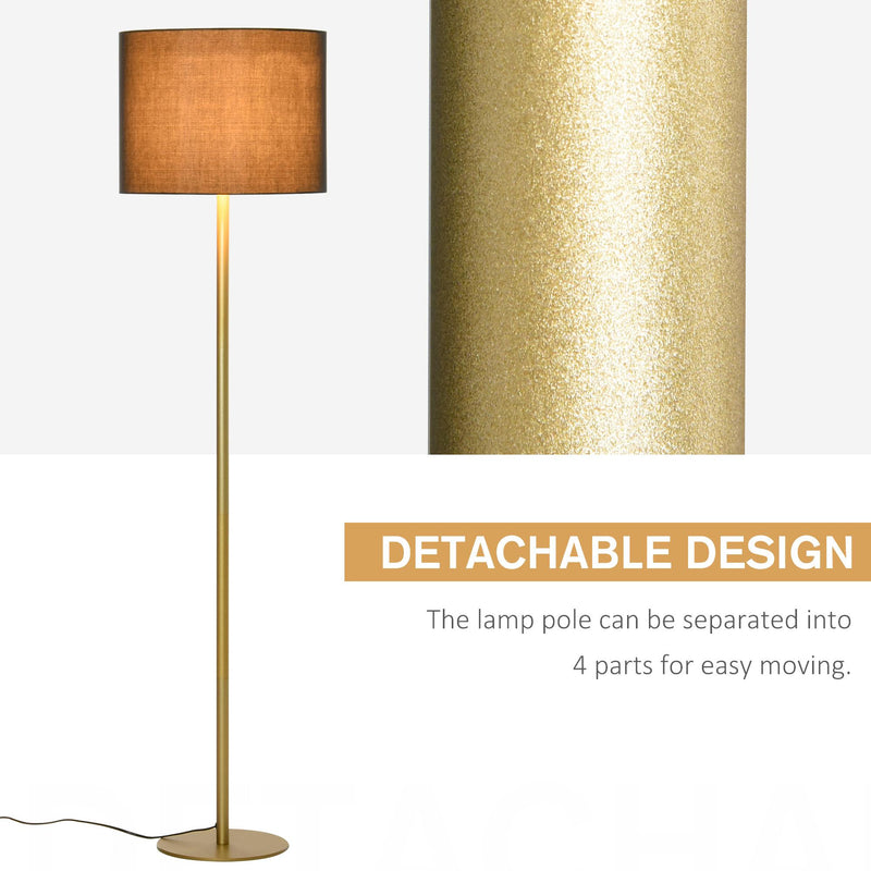 Lampada da Terra con Paralume in Stoffa E27 Ø40x160 cm  Oro