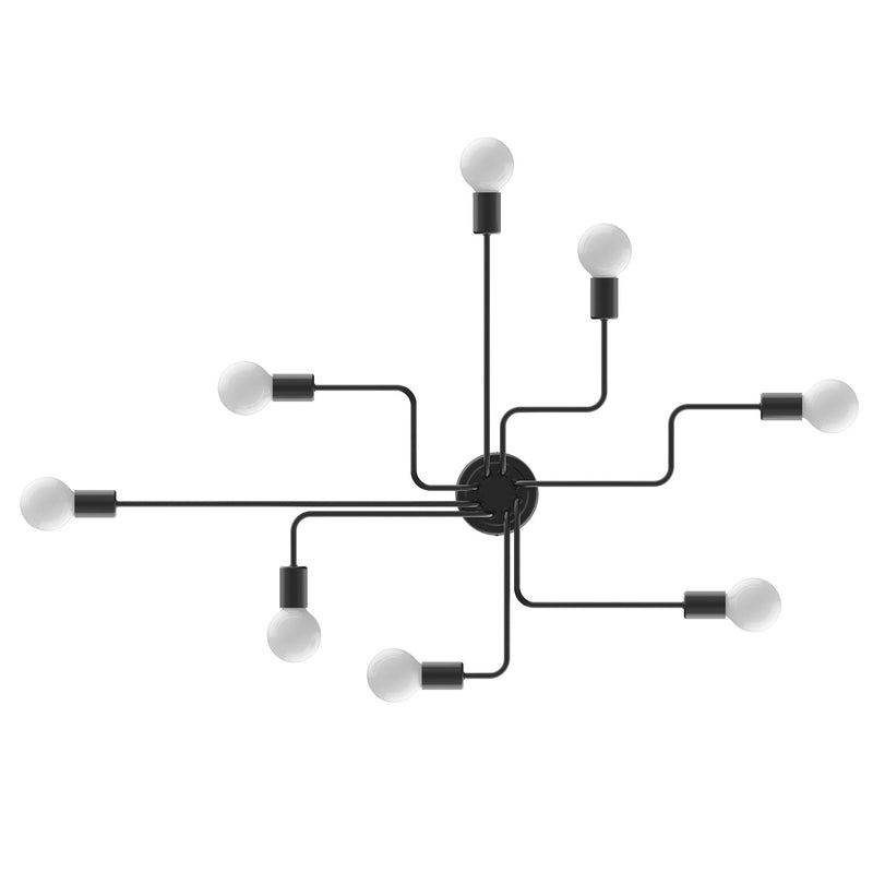 Lampadario a Soffitto Moderno da Soffitto 8 Luci E27 105x74x11 cm  Nero