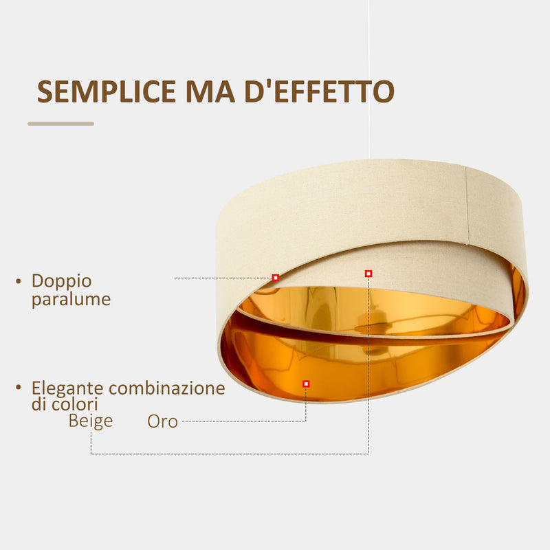Lampadario a Soffitto Moderno a Sospensione E27 Ø50x136 cm  Beige e Oro