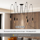 Lampadario a Soffitto Moderno a Sospensione 6 Luci E27 Ø34x16 cm  Nero