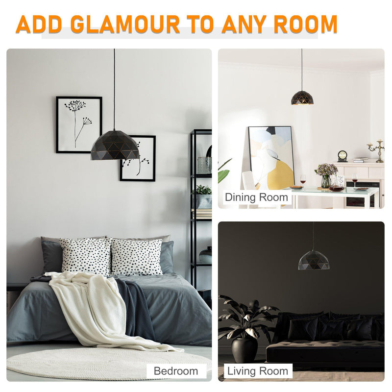 Lampadario a Soffitto Vintage a Sospensione E27 Ø30x146 cm  Nero