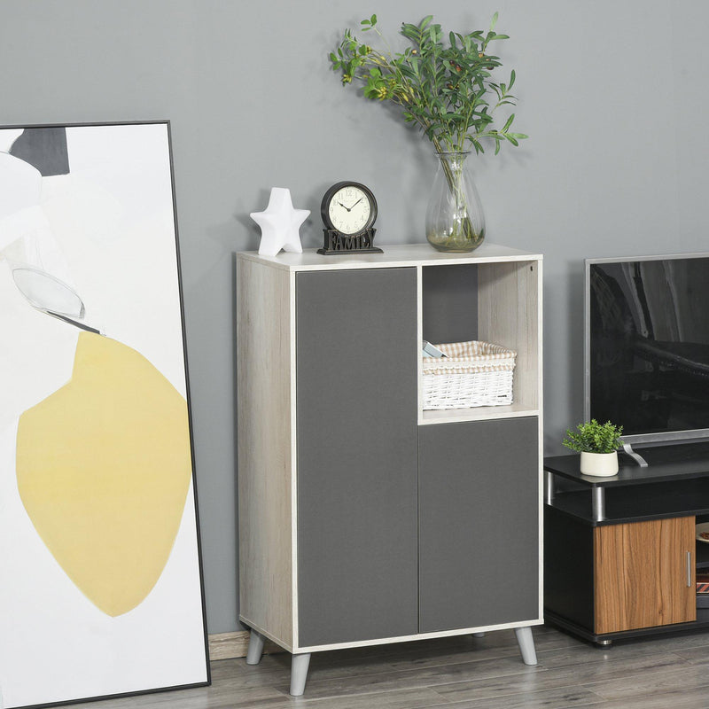 Mobile Libreria 2 Ante e Vano Aperto 80x40x120 cm  Grigio Scuro