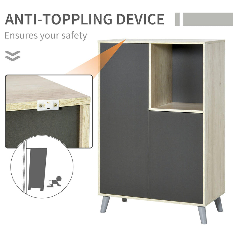 Mobile Libreria 2 Ante e Vano Aperto 80x40x120 cm  Grigio Scuro