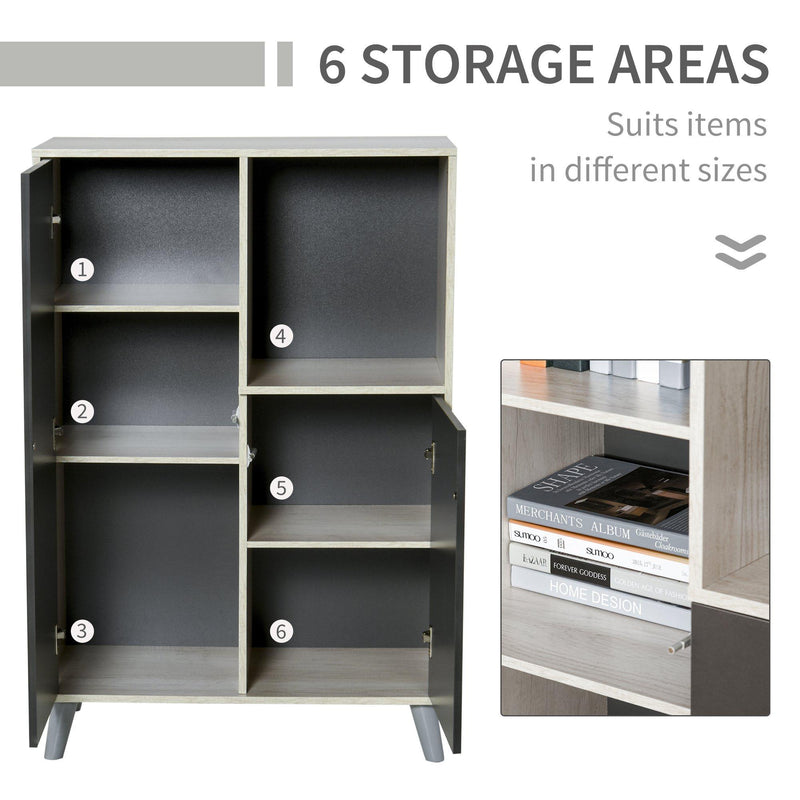 Mobile Libreria 2 Ante e Vano Aperto 80x40x120 cm  Grigio Scuro