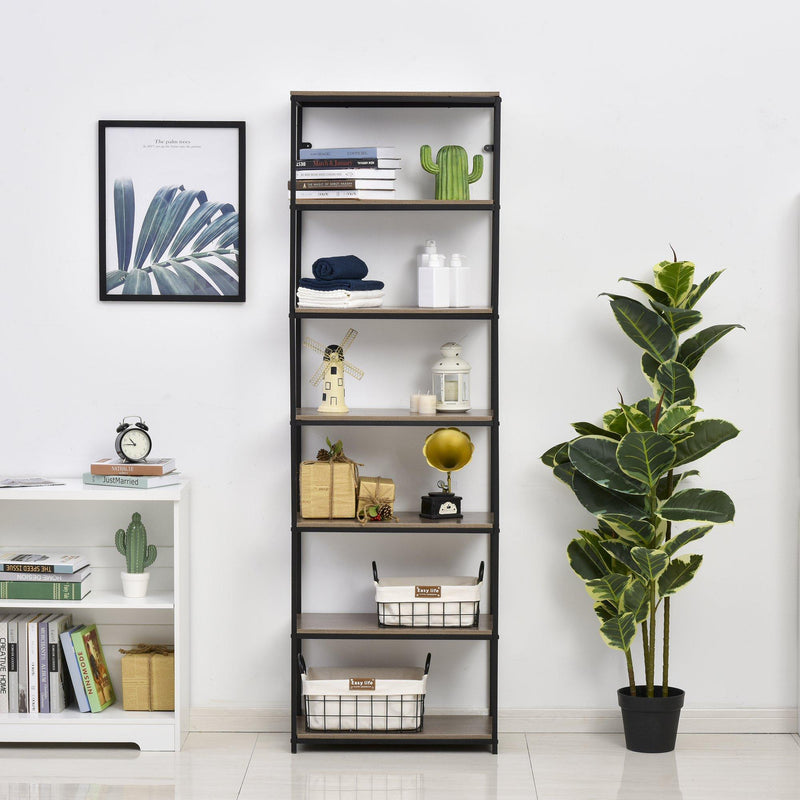 Libreria 7 Ripiani 60x29,5x189 cm in Metallo e Legno 