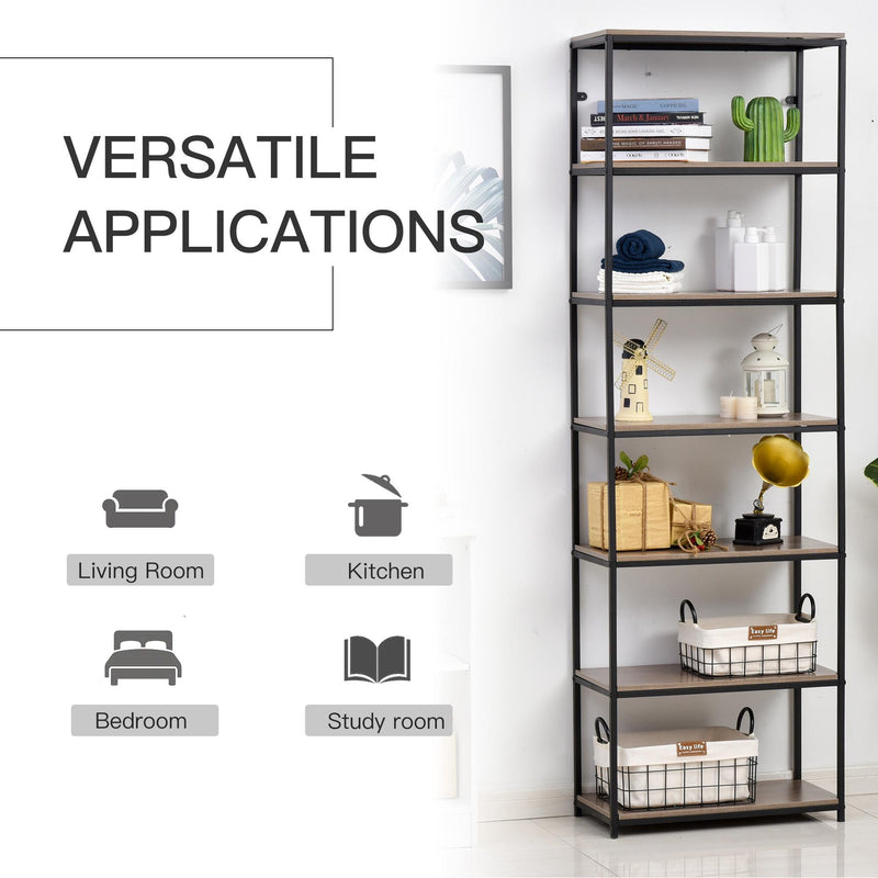 Libreria 7 Ripiani 60x29,5x189 cm in Metallo e Legno 