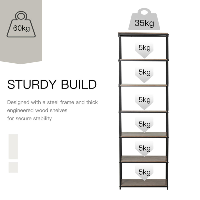 Libreria 7 Ripiani 60x29,5x189 cm in Metallo e Legno 