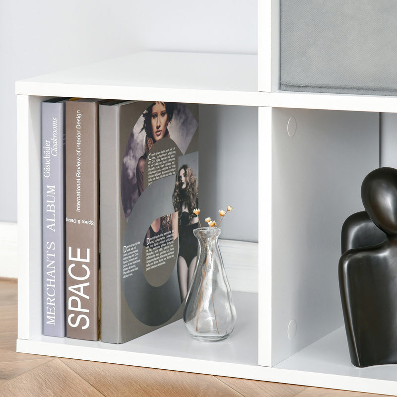 Mobile Libreria 2 Cassetti 6 Ripiani 89,8x30x89,8 cm  Bianco e Grigio