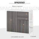 Mobile Multiuso 79x36x74 cm 2 Cassetti 2 Ante  Grigio e Bianco