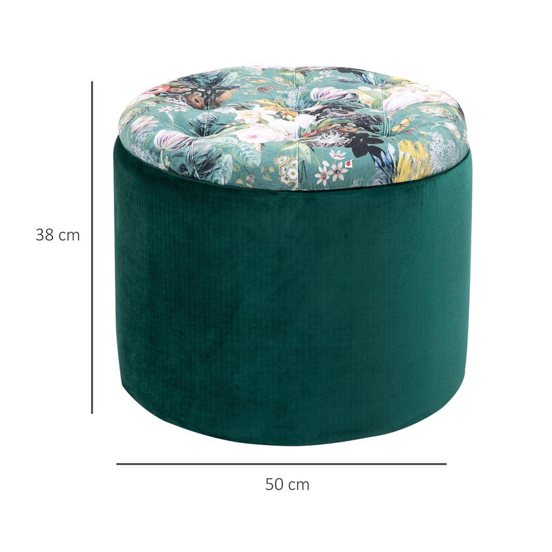 Pouf Contenitore Poggiapiedi Ø51x38 cm in Tessuto  Verde