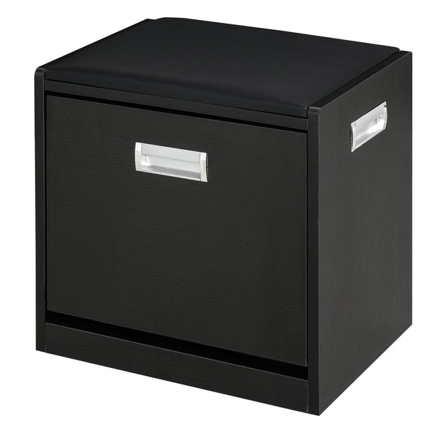 Pouf Tabouret Range-Chaussures 43x30x44,5 cm en Aggloméré Noir sconto