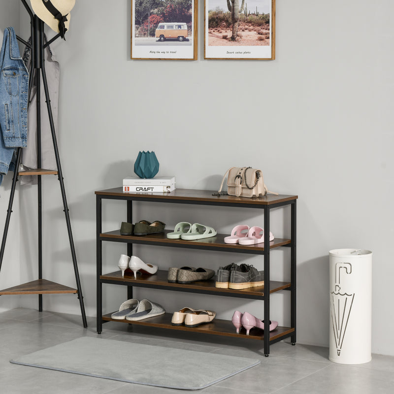 Scaffale 4 Ripiani 100x30x72 cm in Metallo e Legno  Marrone Rustico