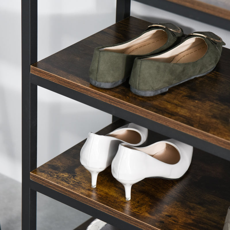 Scaffale 4 Ripiani 100x30x72 cm in Metallo e Legno  Marrone Rustico