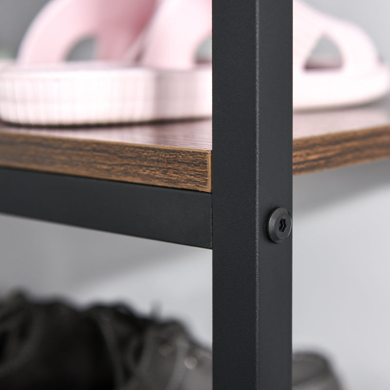 Scaffale 4 Ripiani 100x30x72 cm in Metallo e Legno  Marrone Rustico