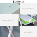 Scrivania da Ufficio Porta PC 116,5x54,5x100 cm con Mensole e Piano in Vetro  Bianca