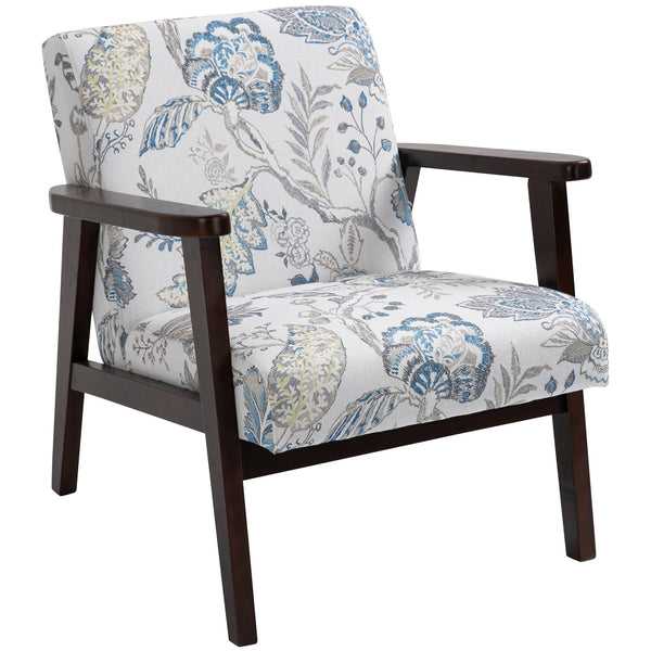 Fauteuil rembourré 68,5x78,5x75 cm en bois et coussin à motifs de fleurs online