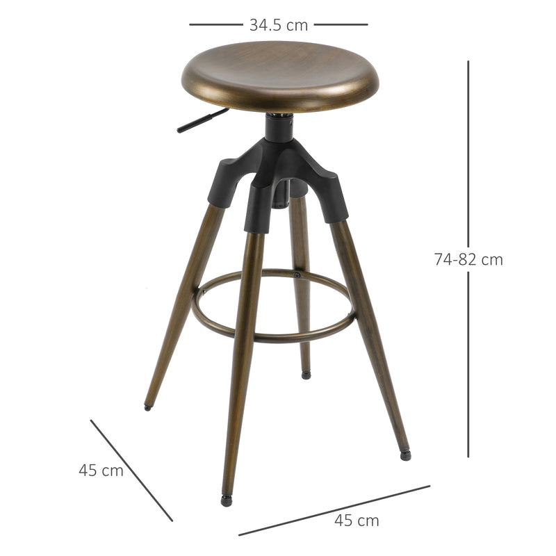 Sgabello da Bar Alto in Metallo  Bronzo