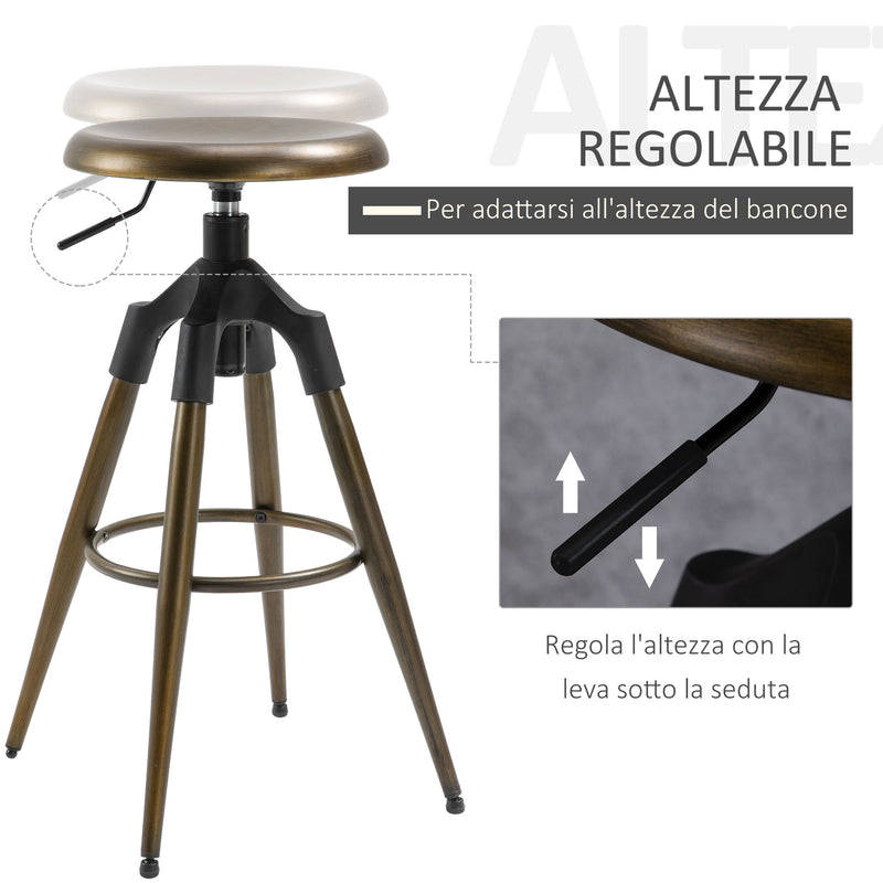 Sgabello da Bar Alto in Metallo  Bronzo