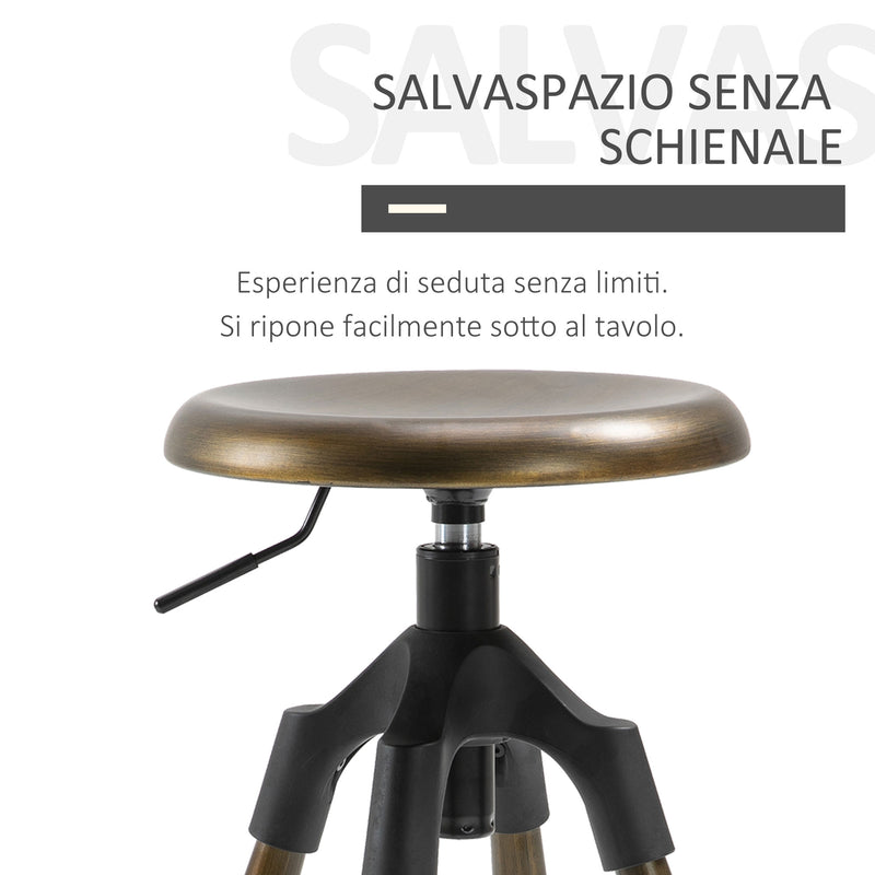 Sgabello da Bar Alto in Metallo  Bronzo