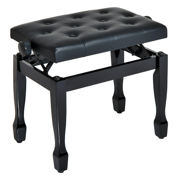 Banc de Tabouret de Piano à Hauteur Réglable 64x35x45-55 cm en Simili Cuir et Bois Noir prezzo