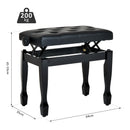 Panca Sgabello Pianoforte con Altezza Regolabile 64x35x45-55 cm in Similpelle e Legno  Nero