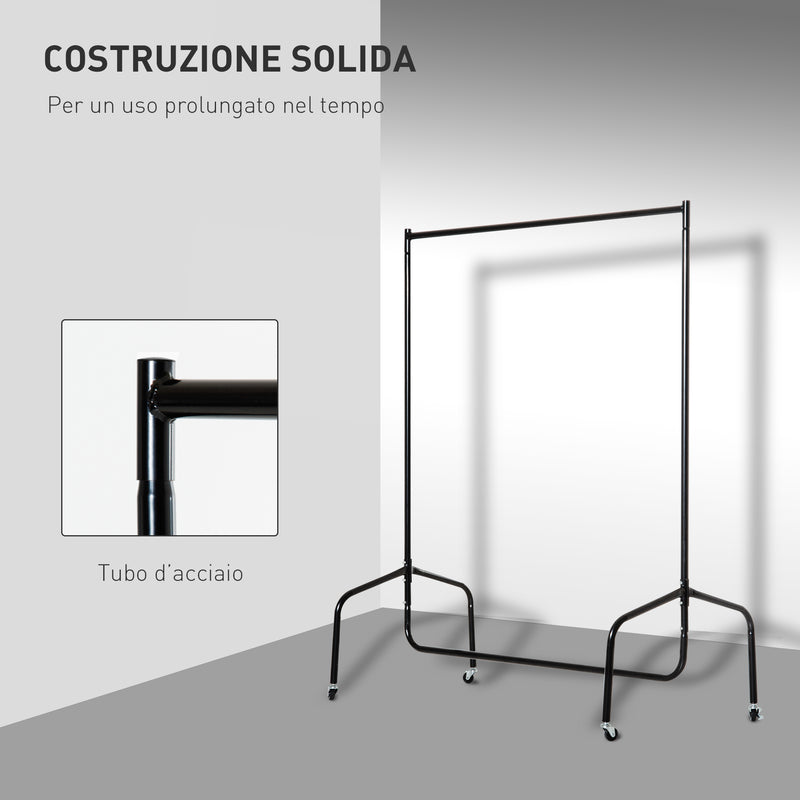 Stender Appendiabiti con Ruote 120x60x150 cm in Ferro  Nero