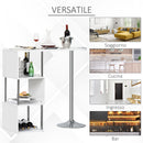 Tavolo Alto da Bar 113x40x105 cm con Mensole e Portabottiglie  Bianco