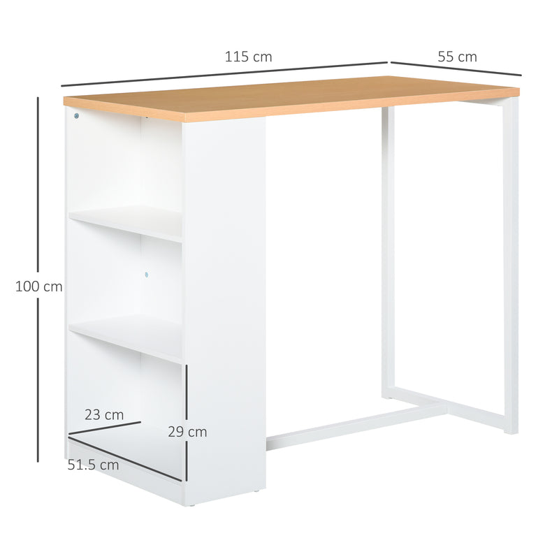 Tavolo Alto da Bar 115x55x100 cm con Mensole  Bianco