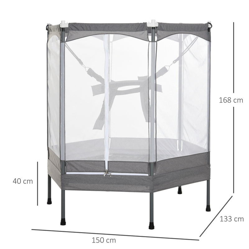 Trampolino Tappeto Elastico per Bambini 150x133x168 cm  Grigio Chiao