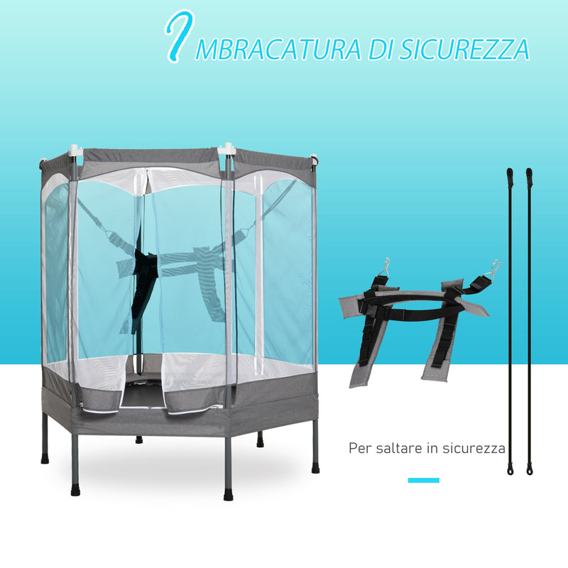 Trampolino Tappeto Elastico per Bambini 150x133x168 cm  Grigio Chiao