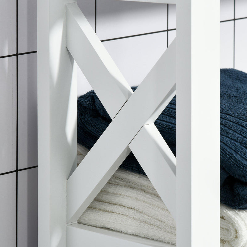 Mobile Scaffale Salvaspazio 2 Cassetti 3 Mensole 60x20x165 cm  Bianco