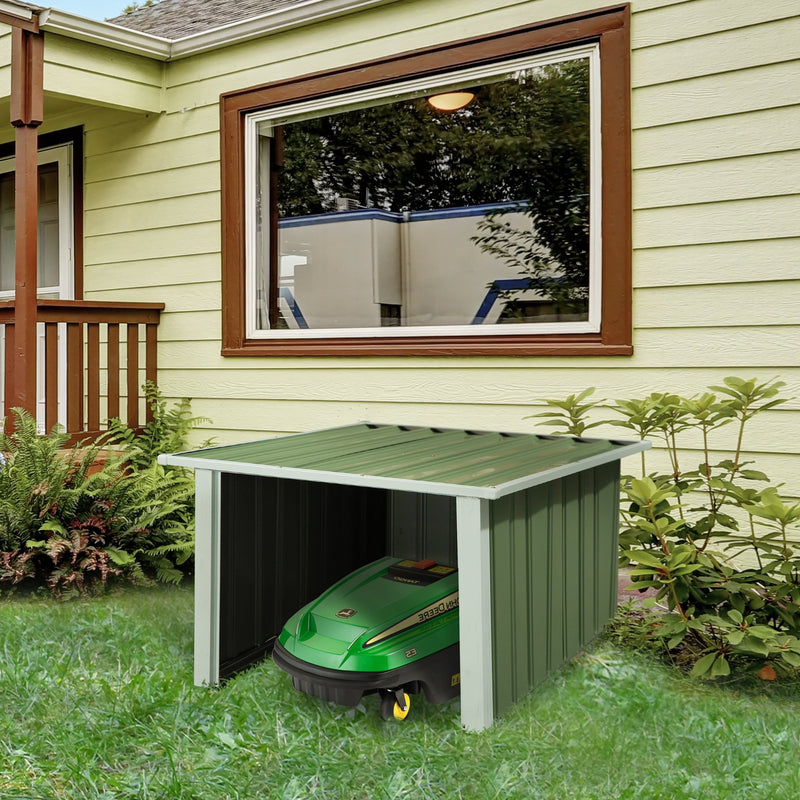 Casetta Box da Giardino in Lamiera per Robot Tagliaerba 86x75x62-51 cm  Verde