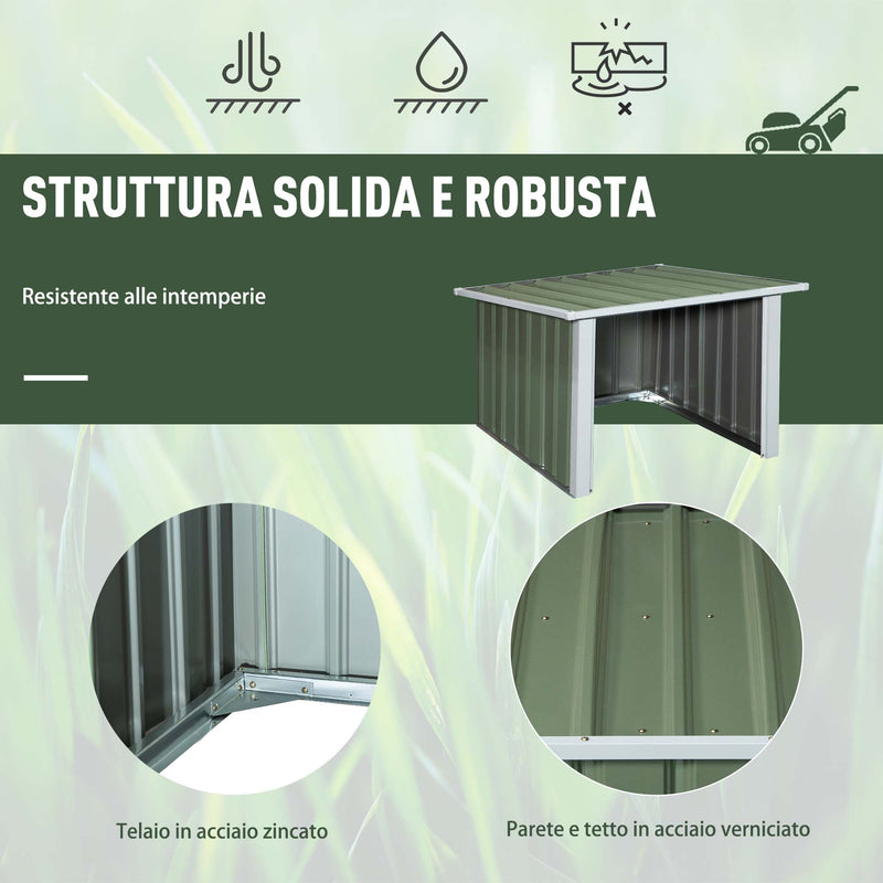 Casetta Box da Giardino in Lamiera per Robot Tagliaerba 86x75x62-51 cm  Verde