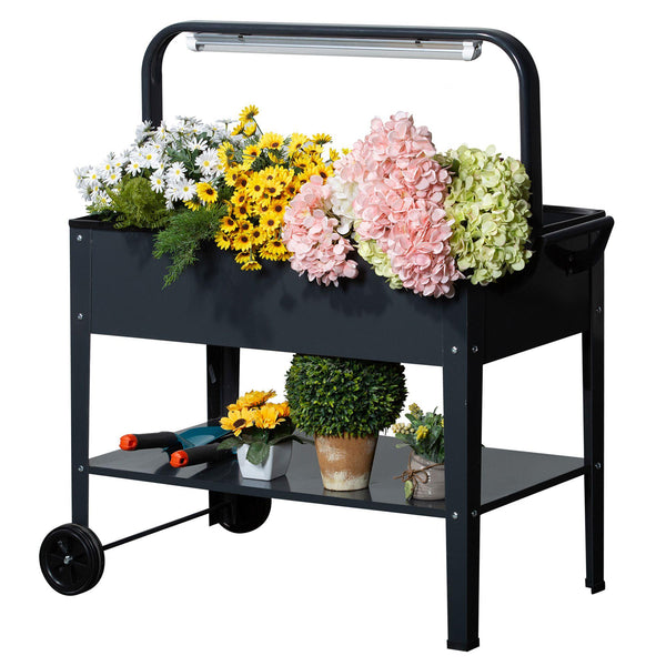 online Jardinière de jardin 90x51x100 cm avec lampe LED gris foncé