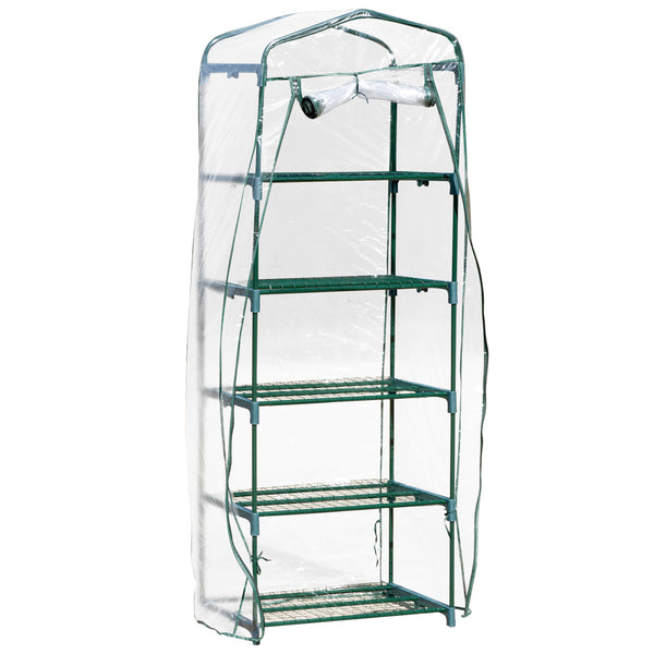 Mini serre 5 étagères 69x49x193 cm en acier et PVC vert prezzo