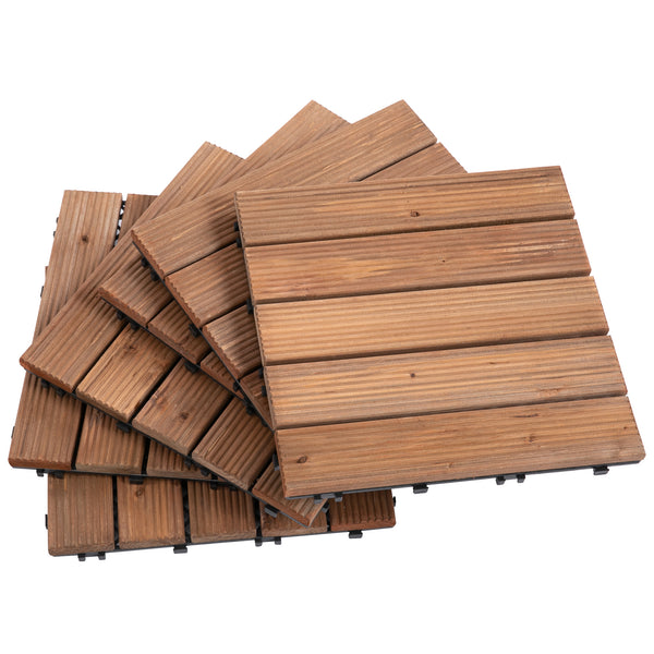 sconto Revêtement de sol extérieur à emboîtement 27 carreaux de bois brun