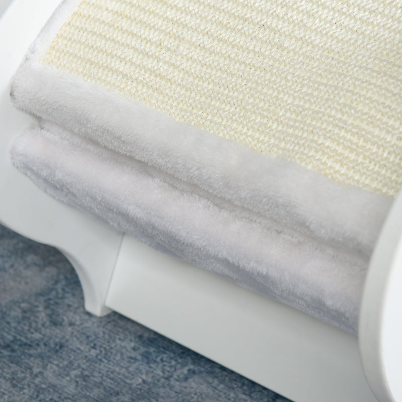 Cuccia per Gatti in Legno 45,5x32,5x34,5 cm con Tiragraffi  Bianco