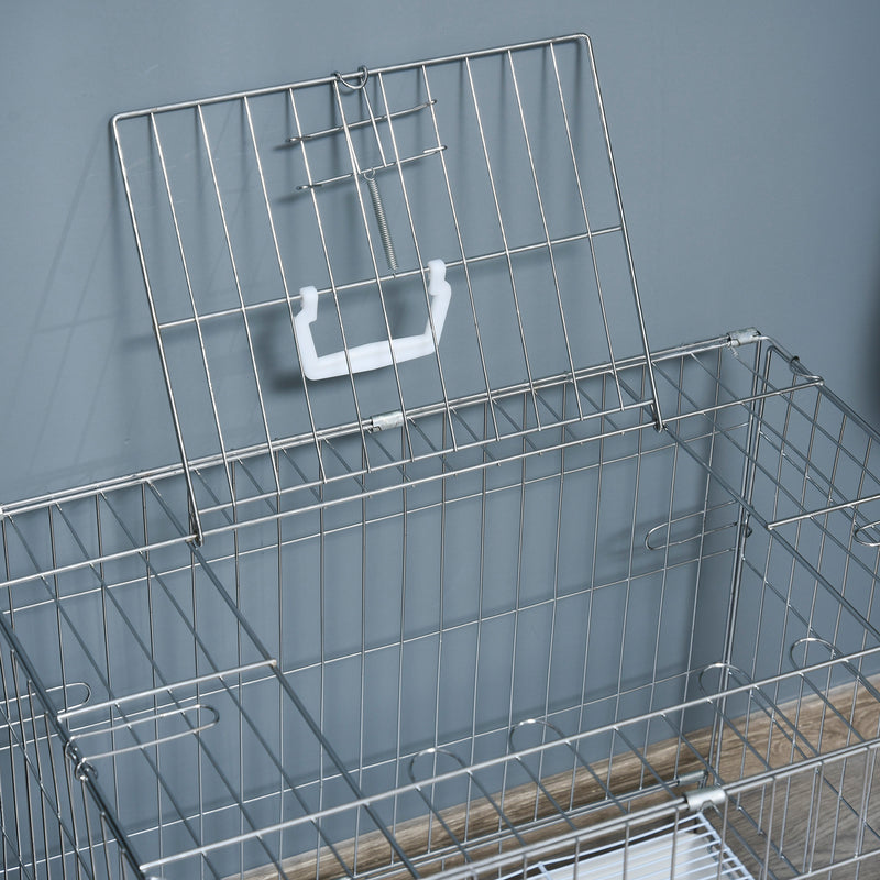 Gabbia Trasportino per Cani Gatti 61x43x53 cm Pieghevole in Metallo 