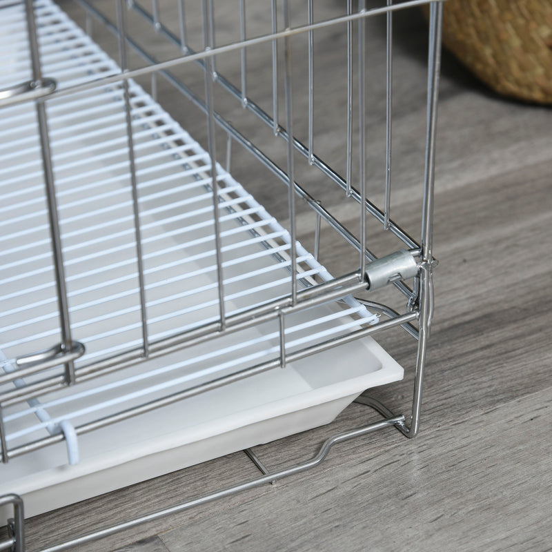 Gabbia Trasportino per Cani Gatti 61x43x53 cm Pieghevole in Metallo 